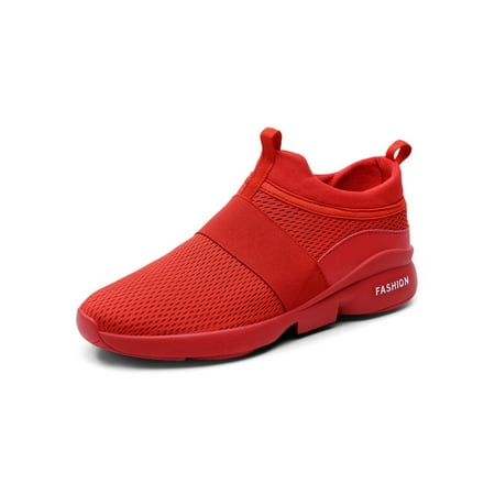 

Fangasis Mens Sneakers Slip on Sneakers Training Shoes Breathable Mesh Sneakers Wide Width Comfy Walking Shoes Athletic Running Shoes Red 10.5
