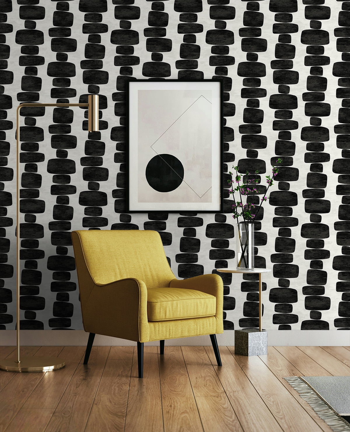 Stacy Garcia Home Charcoal Stripe Block Geometric Peel and Stick Wallpaper - 20.5 in. W. x 18 ft. L. Roll