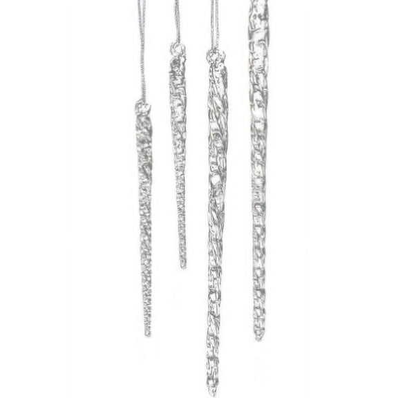Clear Glass Icicle Christmas Ornament Set Of 24