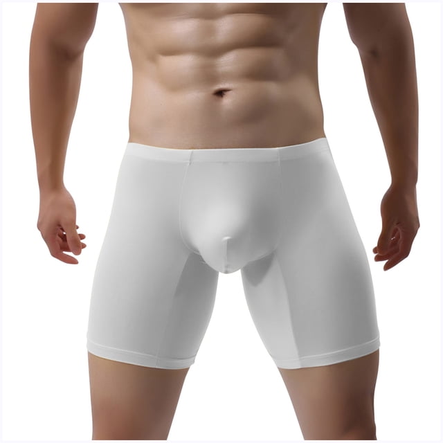 Posijego Mens Stretch Boxer Briefs Seamless Breathable Underwear Comfortable Long Leg Underpants for Men