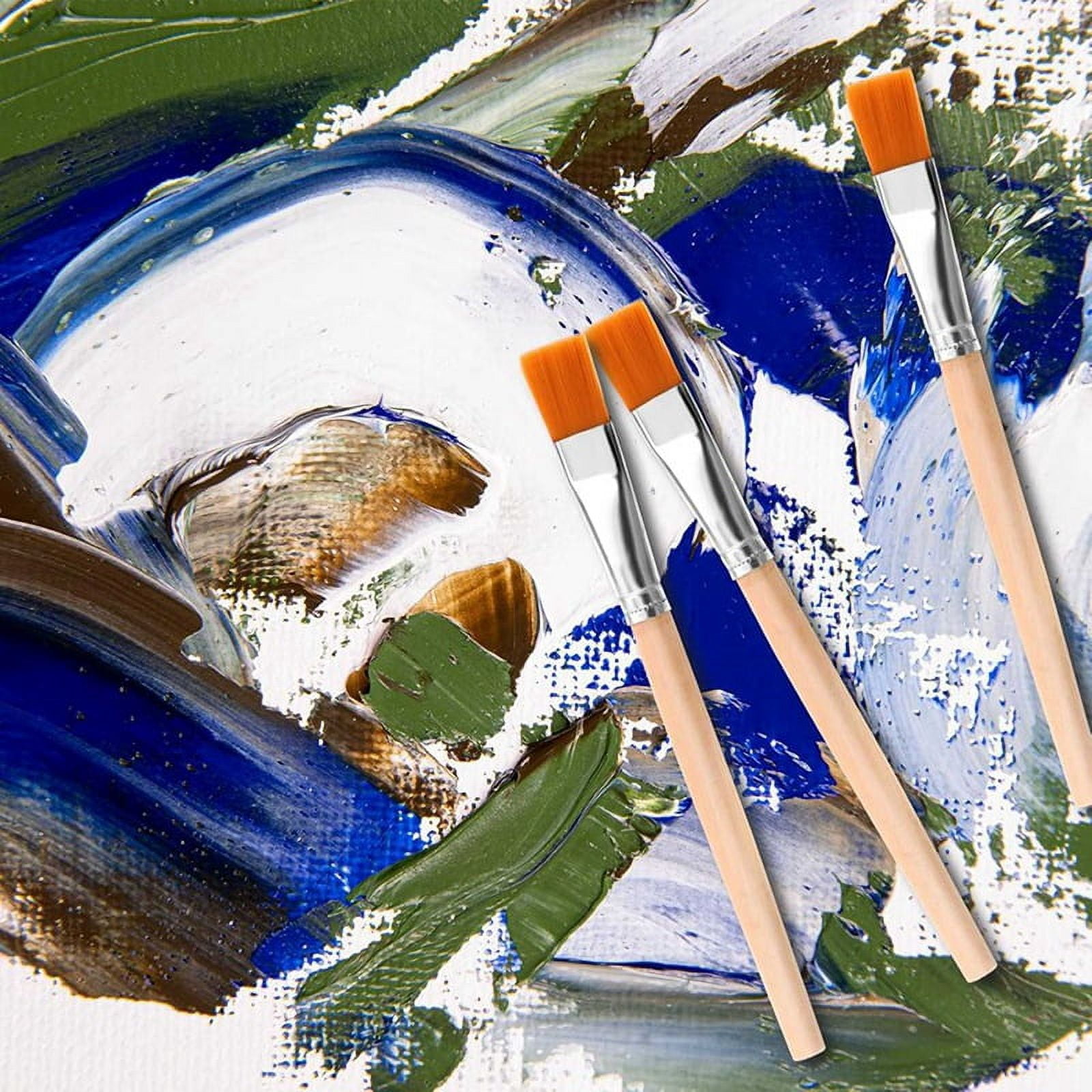 300Pcs Flat Paint Brushes, 3/4 Inch Wood Paint Brush Artist Craft Paint Brushes Watercolor Brush Bulk Painting for Art