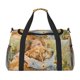 thumbnail image 1 of Fotbe Girl Hugging Dog Flowers Bolsa de Viaje con Estampado, Bolsa de Fin de Semana para Mujer con Compartimento para Zapatos, Bolsa de Gimnasio con Bolsillo Húmedo, 1 of 7