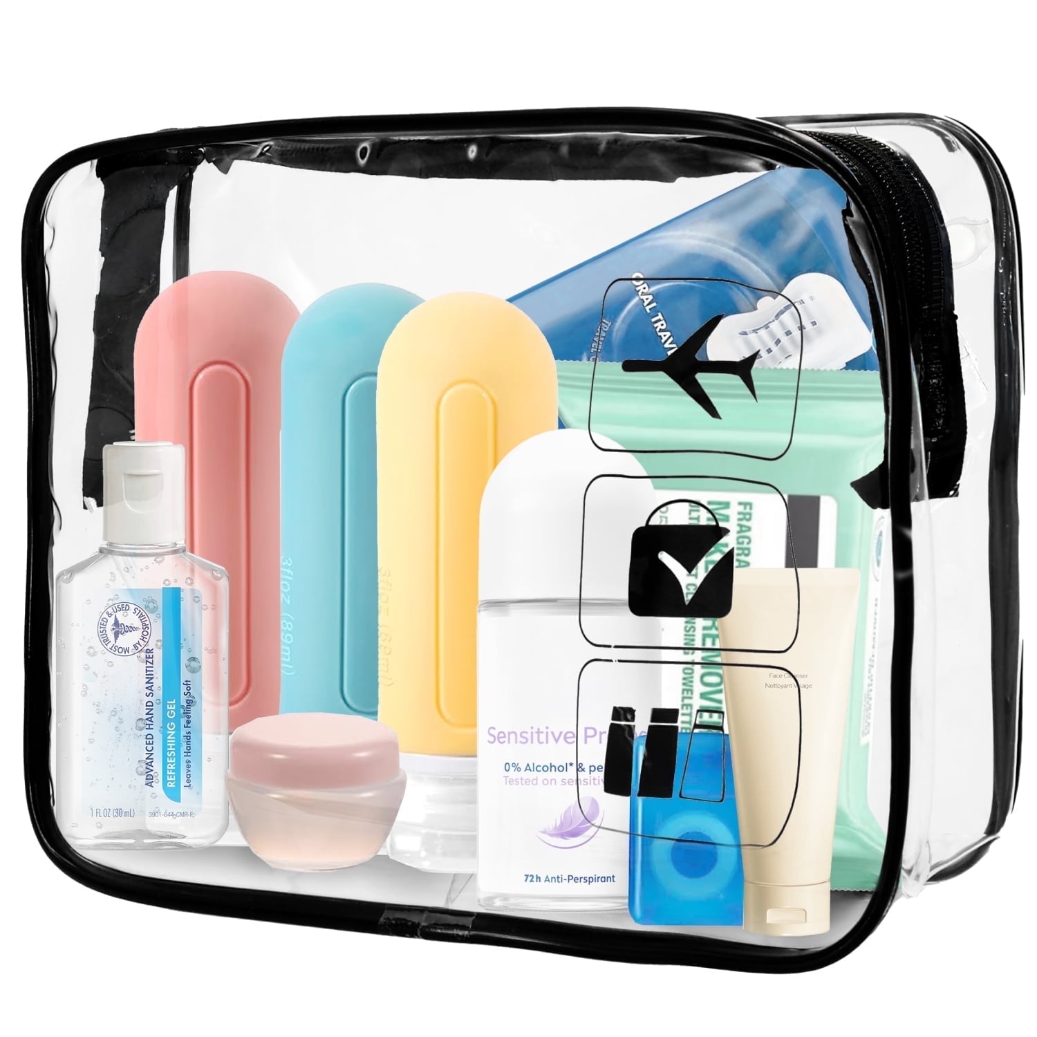 aair travel toiletry ziplock bag SPLF 4 Pack Leakproof Clear bags, TSA Approved Quart Zipper Bags this clear pouch is spacious TSA Approved Clear Travel Toiletry