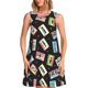 thumbnail image 1 of Easygdp Colorful Retro Tape para Vestido Transpirable de Mujer, Vestido Suelto de Manga Corta con Pliegues y Bolsillos para el Verano, 1 of 7