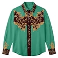 thumbnail image 4 of xfsWaSs Men's Western Cowboy Shirts Retro Print Western Shirt Long Sleeve Cowboy Collared Button Down Tops Casual Blouses Festival Party Shirts, 4 of 4