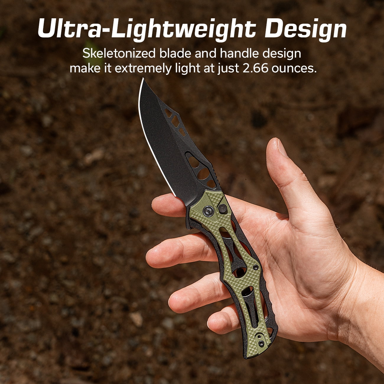 CIVIVI Biophase Pocket Folding Knife with 3.48" Nitro-V Blade, Black Aluminum with OD Green Coarse G10 Handle C23083C-2