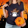 thumbnail image 2 of Wiyuqeen Halloween Pumpkin Shirt Women Funny Ghosts Graphic Tees Short Sleeve Crewneck Fall T-Shirt Thanksgiving Gift Tops S-XXL, 2 of 8