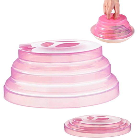 Microwave Splatter Cover Vented For Food,Microwave Plate Cover Splatter Guard Kitchen Gadget For Fruit Vegetables Microwave Plate Cover Clear Microwave Splatter Cover (Pink-25cm)