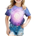 thumbnail image 2 of Girls T Shirts Galaxy Short Sleeve Crew Neck Fancy 3D Print Glitter Tops Baby Girls Clothes Black 6-7 Years, 2 of 3