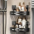 thumbnail image 4 of JoyMoreHome Corner Shower Caddy with Suction Cups, Wall Mounted Organizer Plastic Rack for Small Bathrooms, Kitchen, Removable Drill-Free Heavy Duty Shelf Basket, 4 of 9