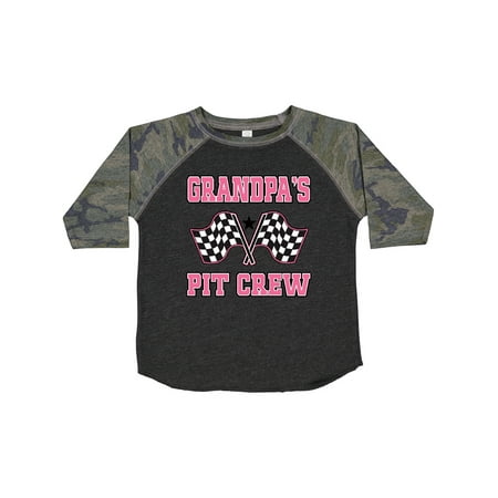 

Inktastic Grandpa Pit Crew Girls Racing Flags Gift Toddler Toddler Girl T-Shirt