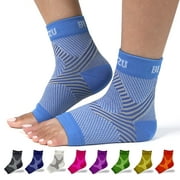 BLITZU Compression Socks for Plantar Fasciitis, Achilles Tendonitis Relief. Ankle Compression Sleeve for Heel Spurs, Foot Swelling, Fatigue & Sprain. Arch Support Brace for Sports, Gym Blue L-XL