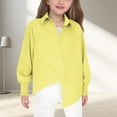 thumbnail image 2 of Kovlvoll Teen Girls Clothes Button up Shirts Long Sleeve Lapel Collared Lightweight Casual Tops with Pockets 5-14 Years, 2 of 7