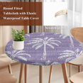 thumbnail image 3 of Purple Palm Tree Round Tablecloth 55-60 Inch Round Fitted Table Cloth with Elastic Edge, Summer Botanical Tropical Tree Waterproof Table Cover Protector for Outdoor Picnic Party Dining, 3 of 9