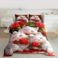 thumbnail image 2 of Homewish Pet Kitten Full Size Comforter Sets,Cute White Cat Bedding Comforter Set,Romantic Red Rose Bedding Sets For Girls,Super Cozy Room Decor Reversible,3 Pieces, 2 of 8