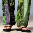 thumbnail image 4 of SGFCWSX Mens Harem Pants Patchwork Elastic Waist Drawstring Pockets Loose Boho Hippie Beach Casual Pants Green Size 4XL, 4 of 9