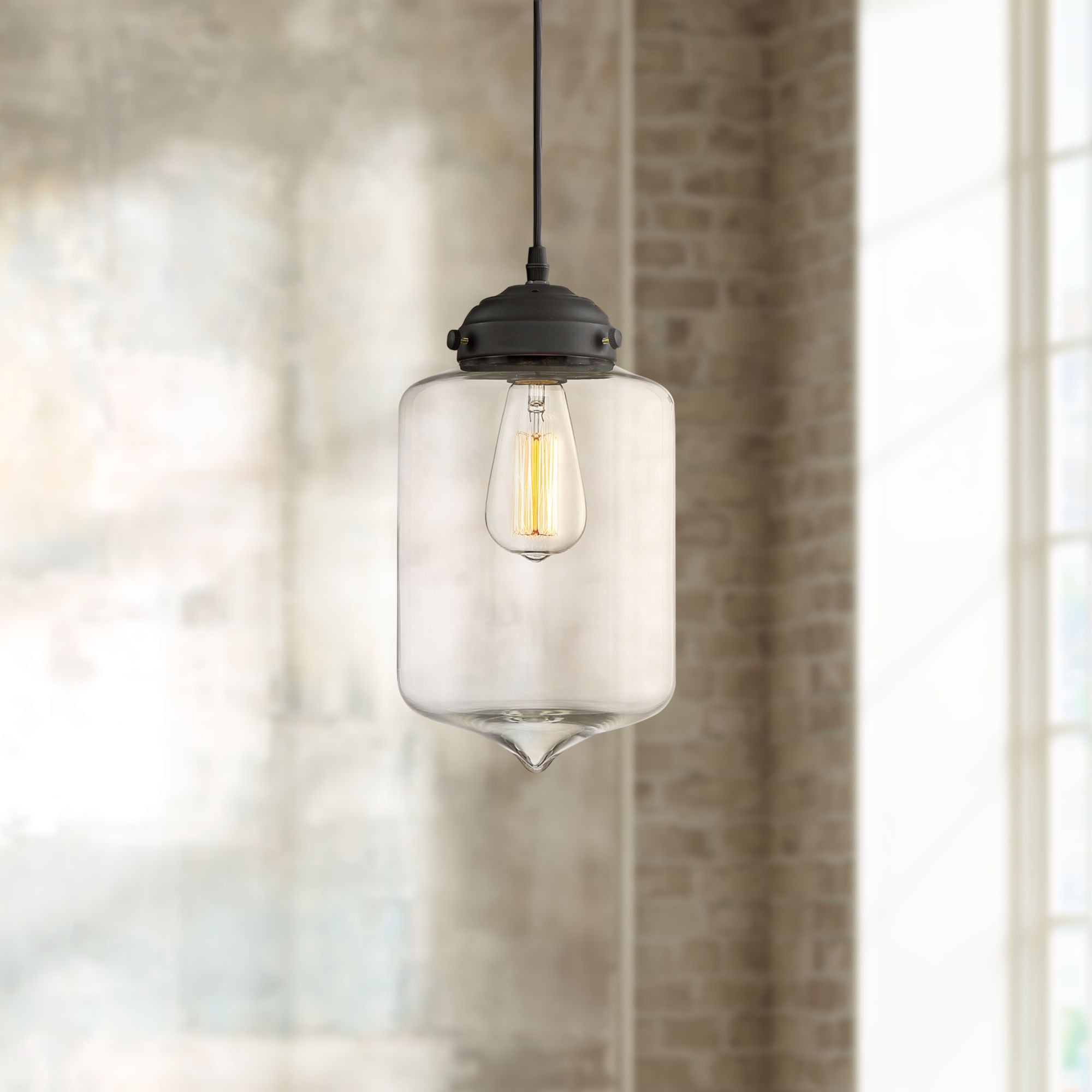 Possini Euro Design Black Mini Pendant Light 7 Wide Modern Clear Glass Jar Shade For Kitchen Island Dining Room Walmart Com Walmart Com