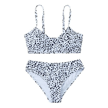 

Girls Swimsuits Two Piece Size 130 For 6 Years-8 Years 2 Piece Polka Dot Tops Underpants Bikini Set Swimwear Outfits Little Girls Bathing Suits