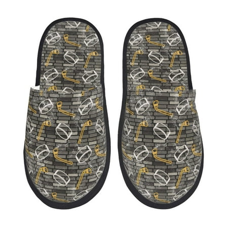 Balery Hockey1 Slient Indoor Furry Fleece Comfort House Shoes Soft Non-Slip Home Shoes Cotton slippers House Slippers-- Medium