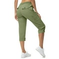 thumbnail image 3 of Qulqfy Capri Womens Pants Green Casual Cotton Cargo with Pockets Petite High Waisted Pants Teen Girl Pants XXL, 3 of 8