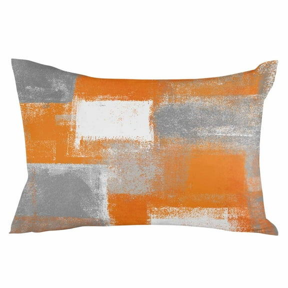 Burnt Orange Grey Throw Pillow Cover 20 x 36 Inch Decorative Pillow Cover Modern Oil Painting White Geometric Lumbar Pillowcase Seasonal Rectangle Cushion Case for Couch Sofa Bed Living Room