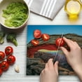 thumbnail image 3 of USA Cutting Board, Famous Sunrise at Mesa Arch in Canyonlands National Park, Utah, USA, Decorative Tempered Glass Cutting and Serving Board, Large Size, Pale Brown Sky Blue, by Ambesonne, 3 of 5