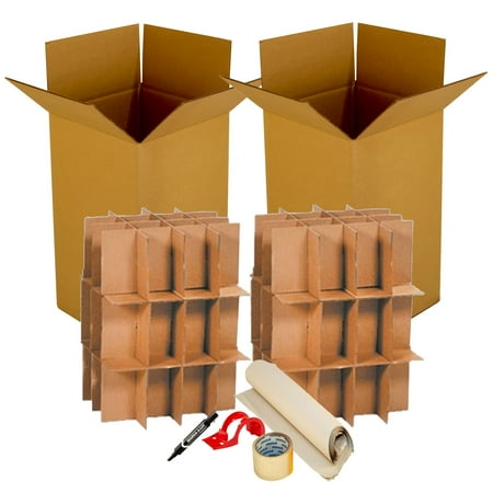 Disp Box - Uboxes Kitchen Moving Box Kit, 2 Boxes, 2 Dish & Glass Inserts