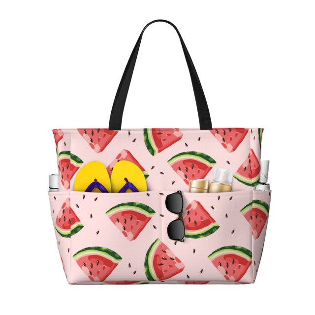 Easygdp Hand Drawn Watermelon Bolsa de Viaje de Playa de Gran Capacidad, Bolsa Tote Perfecta para la Playa, Escapadas de Fin de Semana y Viajes