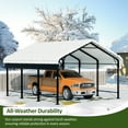 thumbnail image 3 of Walsunny 12X15 ft Carport Heavy Duty Carport Canopy with Galvanized Steel Roof and Frame Metal Carport Upgraded Extra Large Garage, 3 of 9