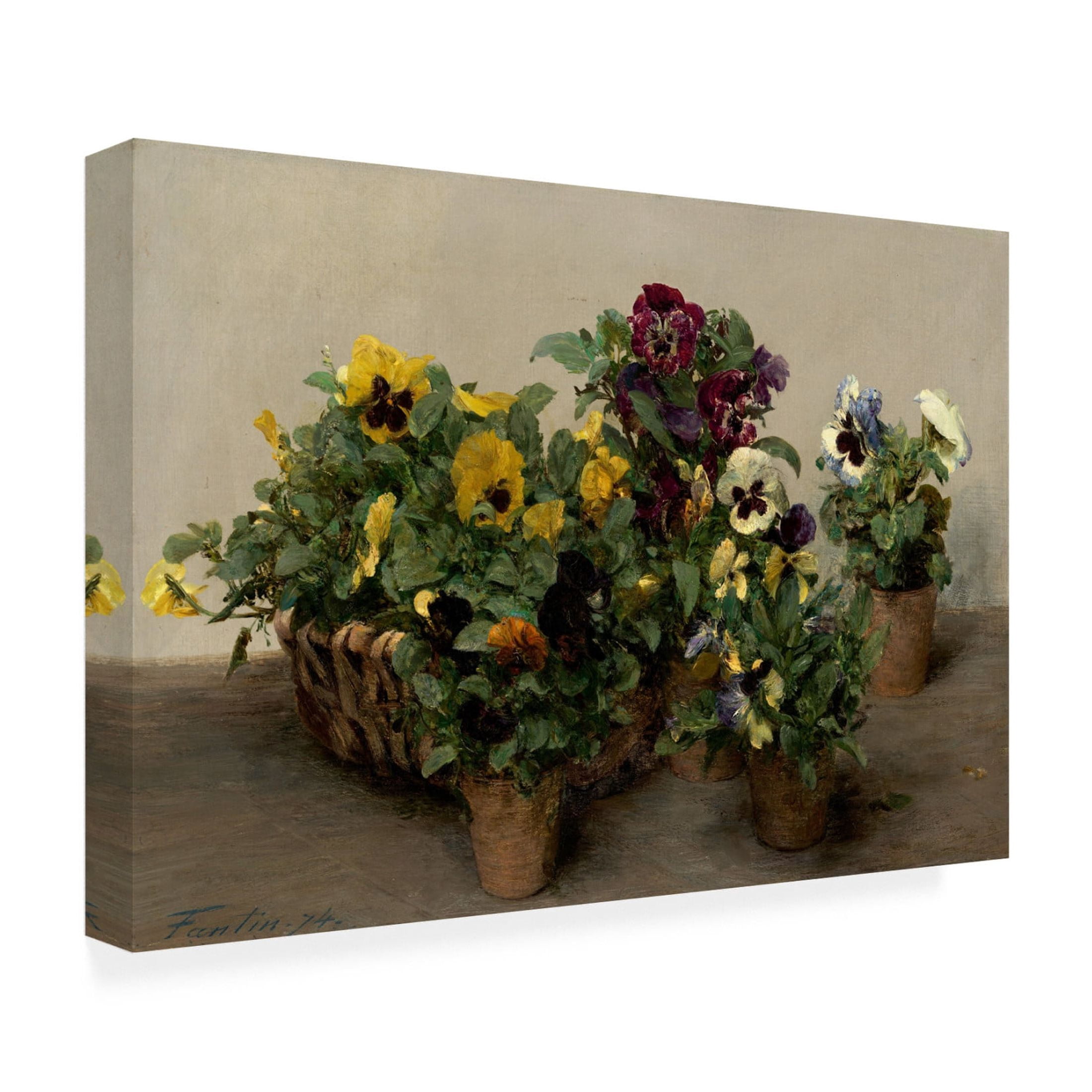 Ignace Henri Jean Fantin-Latour 'Pansies, 1874' Canvas Art - 19 x 12 Inches