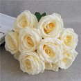 thumbnail image 5 of Ramo de rosas artificiales simulación floral decoración de la mesa de oficina en casa centro de mesa rosa falsa, blanco crema kenally HA7033-01B, 5 of 5