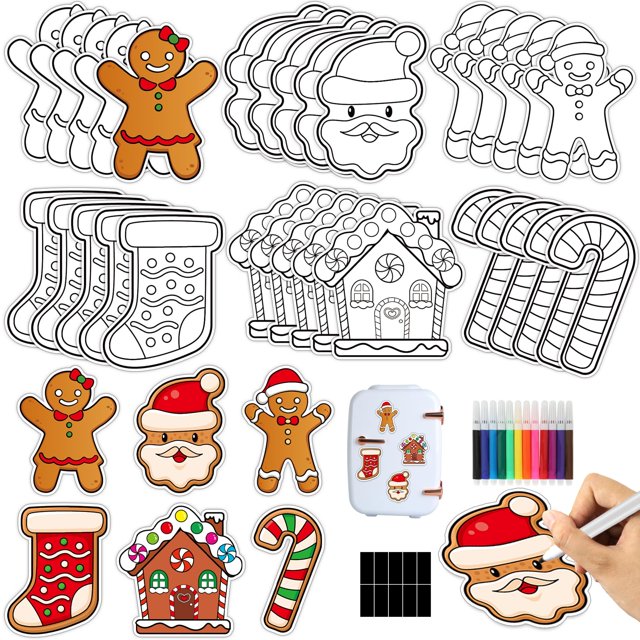 Kit de manualidades navideñas con pan de jengibre Lonfliness, 30 juegos de imanes para bricolaje
