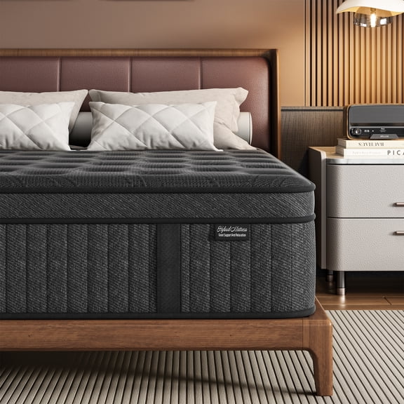 Sweetland 14 inch Queen Hybrid Mattress in a Box, Memory Foam with Individually Pocketed Springs, Medium Firm Motion Isolation