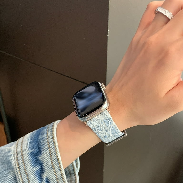 Denim Strap for Apple Watch Band 49mm 45mm 44mm 42mm, Soft Hybrid
