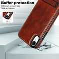 thumbnail image 5 of for iPhone XR PU Leather Back Case, Built-in Invisible Stand [Compatible with Magsafe] Protective Slim Kickstand Anti-fall Phone Cover Compatible with iPhone XR, Brown, 5 of 8