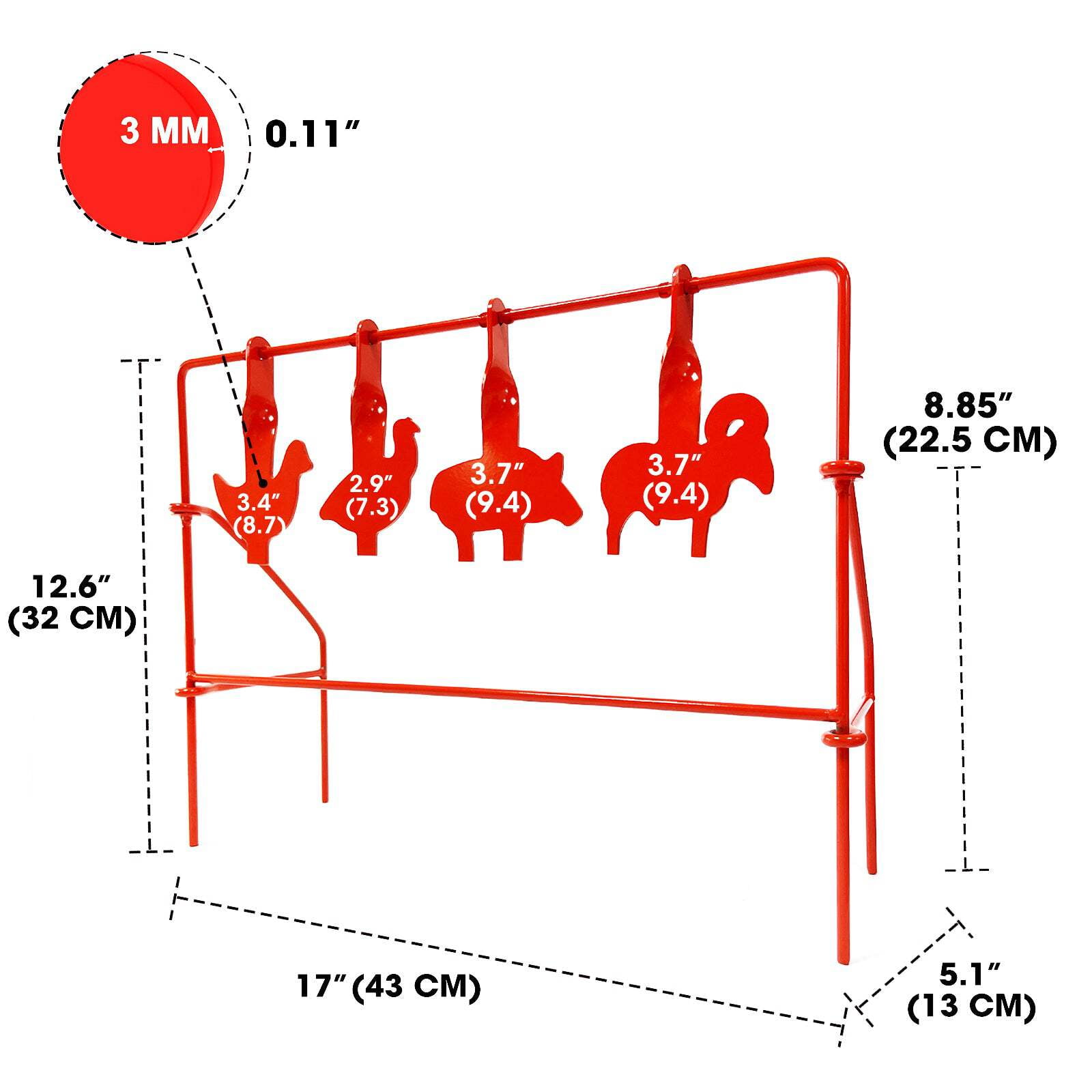 ATFLBOX BB Gun Target Animal Silhouette Heavy Metal Spinning Pellet Airsoft Shooting Target for Outdoor, Rated for .177 .20 Caliber