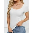 thumbnail image 7 of Womens Tops Summer Crew Neck Short Sleeve Shirts Ribbed Knit Slim Fitted Tshirt Casual Tees Clothing, 7 of 7