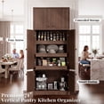 thumbnail image 3 of OMCHOM 71" Tall Versatile Storage Cabinet with 6 Doors and 3 Drawer Shelves,Kitchen Pantry for Dining Room Living Room,Walnut, 3 of 9
