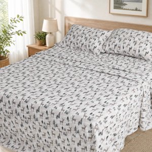 Regency Heights 3-Piece Twin XL Flannel Sheet Set, Winter Deer