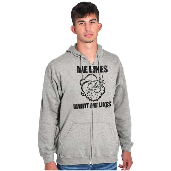 Popeye Quote What Me Likes Zip Up Hoodie Men's Women's Brisco Brands S