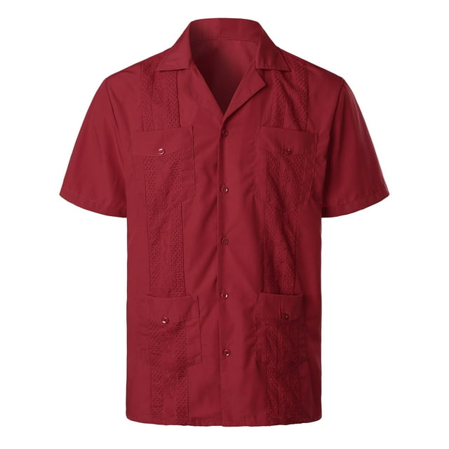 BOBOGOJP Chemise Homme Manches Courtes Classique Douce Tissée, Vin 3TG