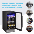 thumbnail image 5 of 15 Inch Beverage Refrigerator Buit-in Wine Cooler Mini Fridge Clear Glass Door Digital Memory Temperature Control, Beer Soda LED Light, Quiet Operation (15 Inch), 5 of 8