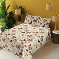 thumbnail image 2 of Ambesonne Witchy Fitted & Flat Sheet with Shams 4 Pcs Set, Frog and Butterfly Print, Calking, Cream Vermilion and Camel, 2 of 5