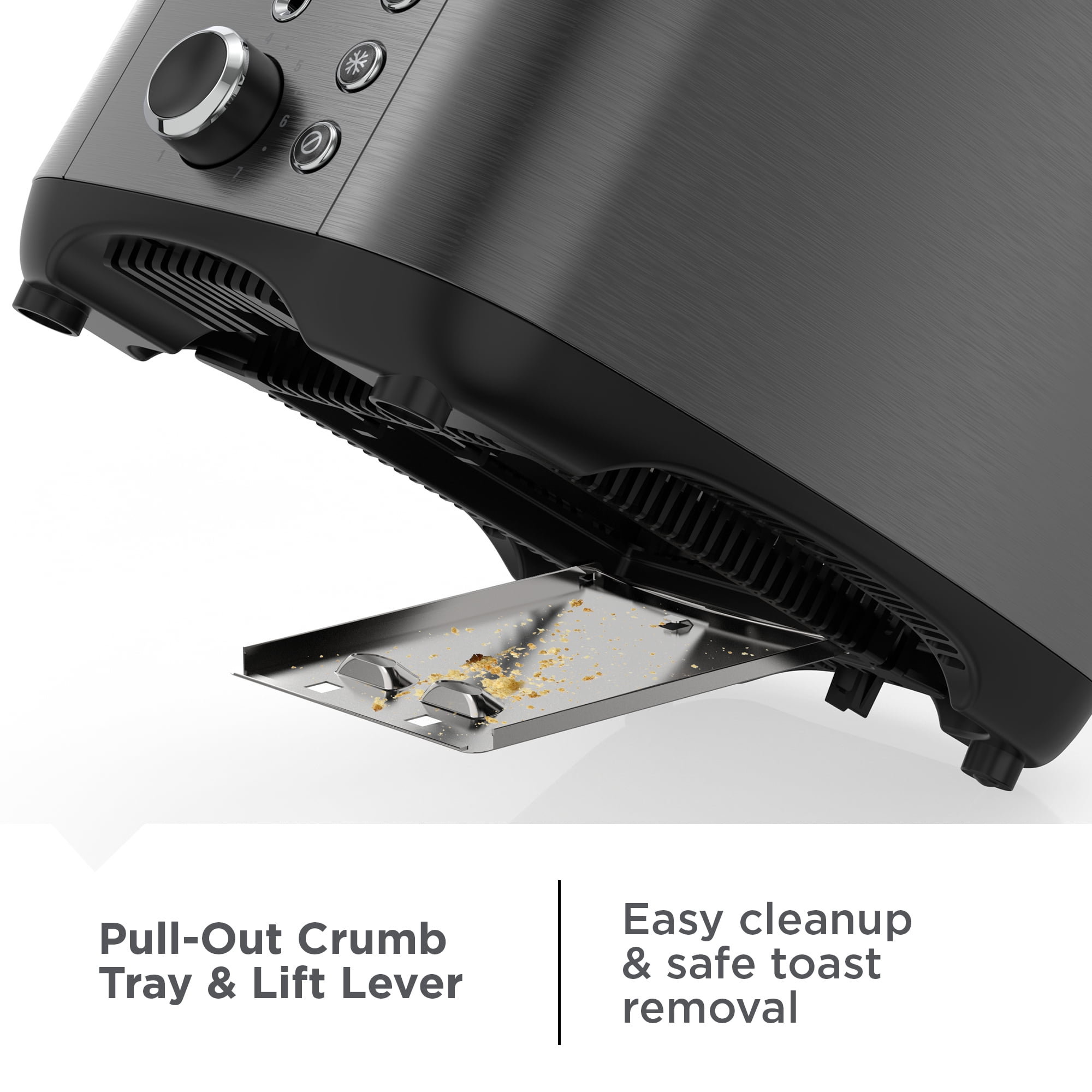 BLACK+DECKER 2-Slice Rapid Toaster, Black Stainless Steel with Removable Tray