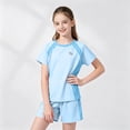 thumbnail image 6 of Amidoa Girls 2 Piece Outfits Summer Clothes T Shirt Short Sleeve and Casual Short Kids Clothing Sets Blue Size 3T, 6 of 8