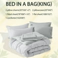 thumbnail image 5 of Bedtreat King Comforter Sets，7-Pieces Reversible Bedding Sets，Bed in a Bag with Comforter, Flat Sheet and Fitted Sheet without Pocket, Pillowcases & Shams，White/Light Gray, 5 of 7