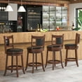 thumbnail image 2 of Topbuy 25.5” Upholstered Bar Stools Set of 4 360° Swivel Round Counter/Bar Height Stools w/Curved Backrest & Footrest, 2 of 7