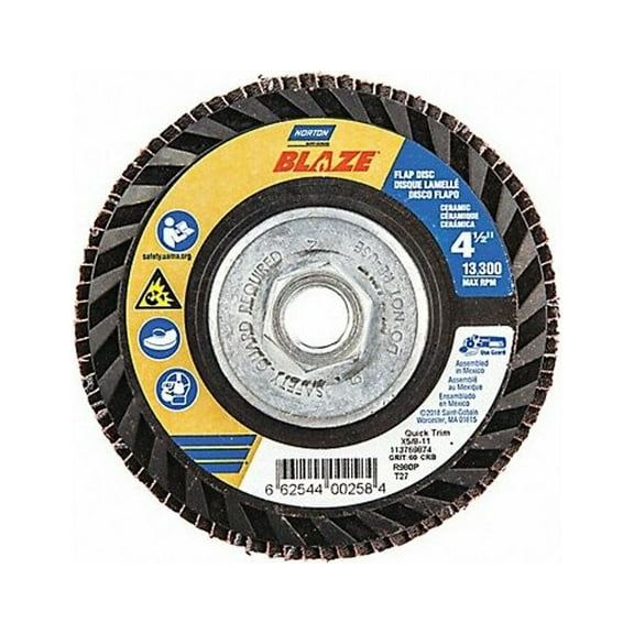 Norton Abrasives Fiber Disc,4 1/2 in Dia,5/8in Arbor 66254400258