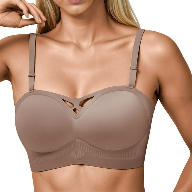 Brasier sin Varillas Mujer Tela de Mantequilla Strapless Underwear Women'S Small Gathered Non Marking Non Underwire Bandeau Wrap Bra 2025 Grande