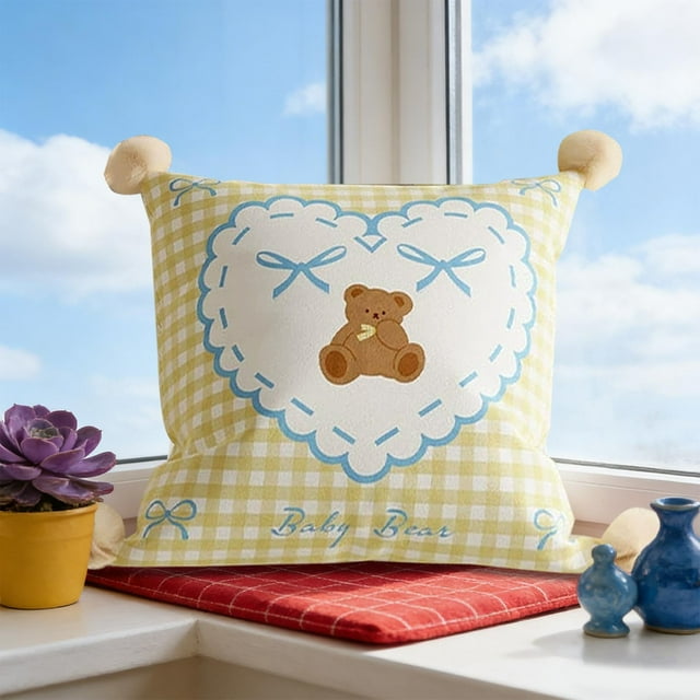Linnome Taie d'Oreiller Carrée Imprimée Double Face Détachable pour Salon Canapé Housse de Coussin Décorative Besoins